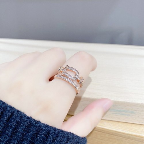 Korean Style Micro-Inlaid Diamond Ring Ins New Simple Double-Layer Ring Women's All-Match Ring Hand Jewelry
