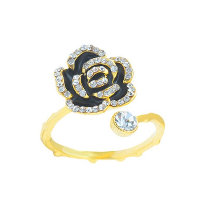 Korean Style Fashion Petal Zircon Ring Female Personality Simple Index Finger Ring Ins Fashion Open Ring