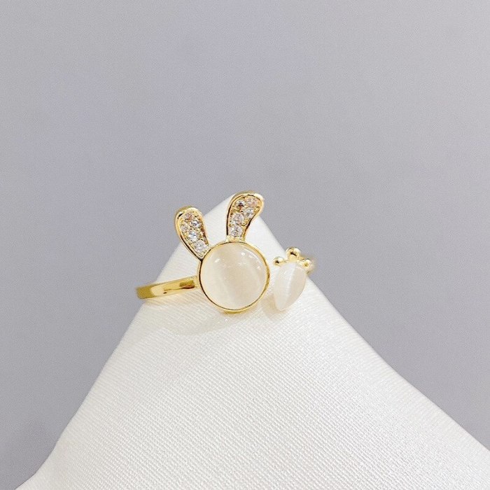 Korean Fashion Ring for Women Ins Trendy Simple Light Luxury All-Match Opal Ring Jewelry