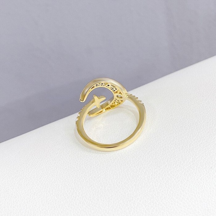 Open Moon XINGX Ring Female Japanese and Korean Fashion Simple Student Personality Ring Female 14K Gold Ring