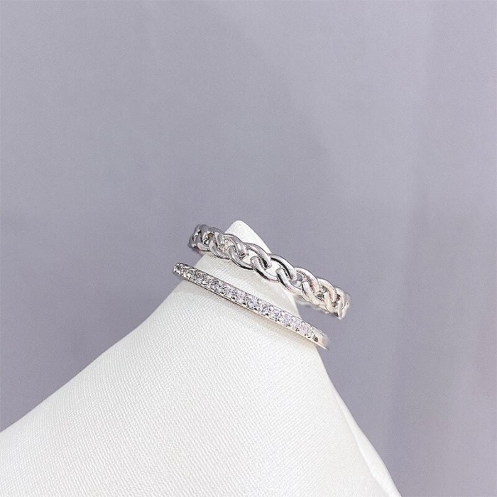 Women's Korean-Style Gold-Plated Ring Fashion Personalized Double-Row Index Finger Ring Opening Hand Jewelry Wholesale