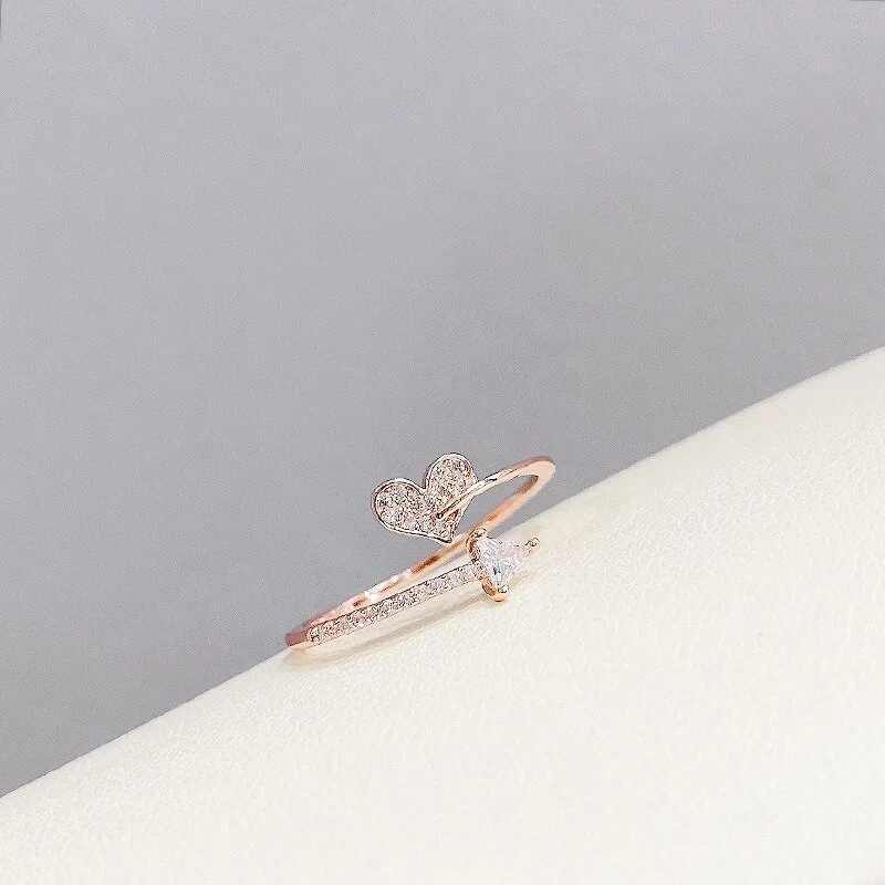 Korean Peach Heart Ring Female Ins Fashion Personality All-Match Ring Jewelry Wholesale