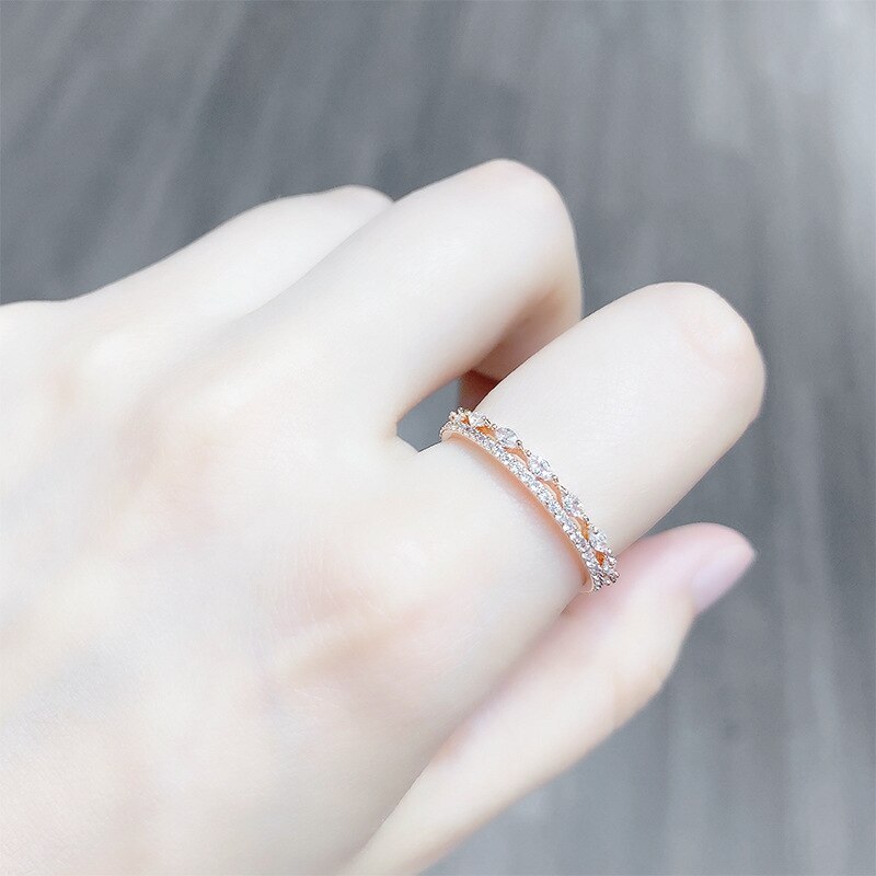 New European and American Women's Luxury Zircon Ring Full Diamond Ring Jewelry Birthday Gift
