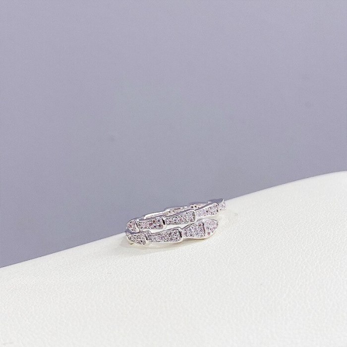 Open Ring Female Fashion All-Match Personality Snake Bone Ring Index Finger Korean Micro Inlaid Zircon Ring
