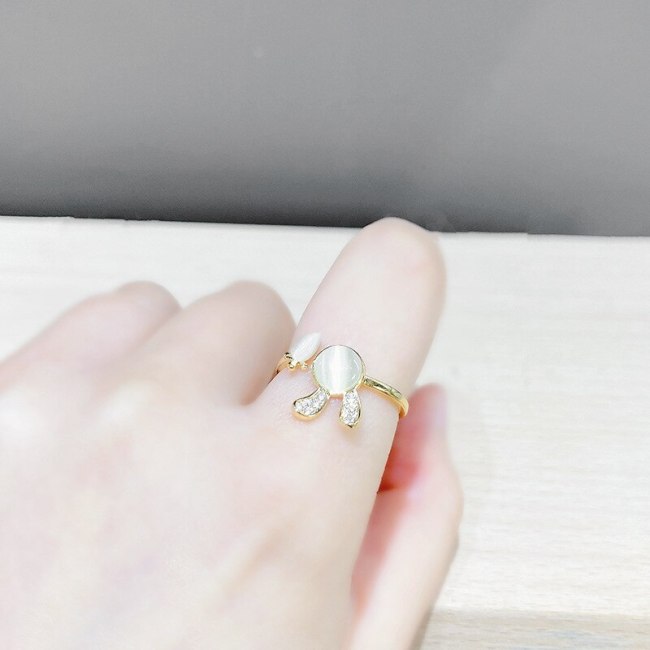 Korean Fashion Ring for Women Ins Trendy Simple Light Luxury All-Match Opal Ring Jewelry