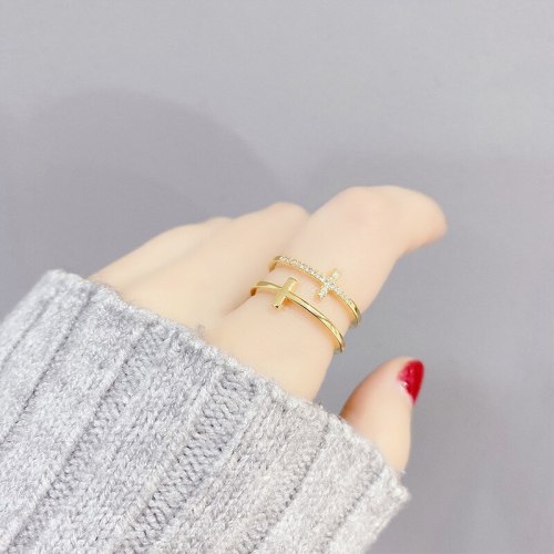Simple All-Match Open Beautiful Ring Micro-Inlaid Full Diamond Girl Temperament Ring Fashion Student Ring