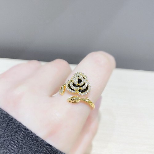 Zircon Water Drop Petal Open Ring Female Ins Trendy Index Finger Ring Korean Jewelry