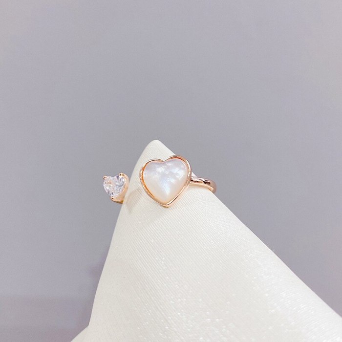 Korean Style Elegant Small Exquisite Love Ring Female Peach Heart Forefinger Ring Open Ring Jewelry Wholesale