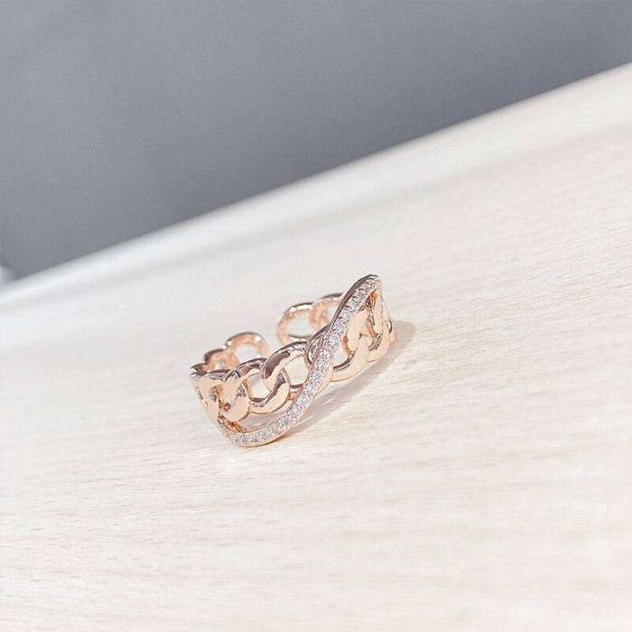 Korean Style Fashion Double-Layer Twist Shape Ring Personalized Open Middle Finger Ring Korean Style Street Cool Ring