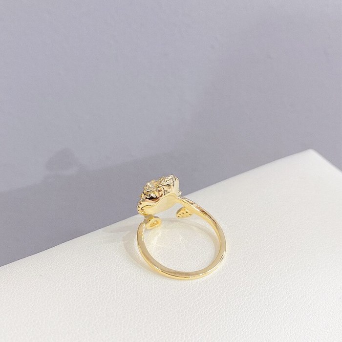 Zircon Water Drop Petal Open Ring Female Ins Trendy Index Finger Ring Korean Jewelry