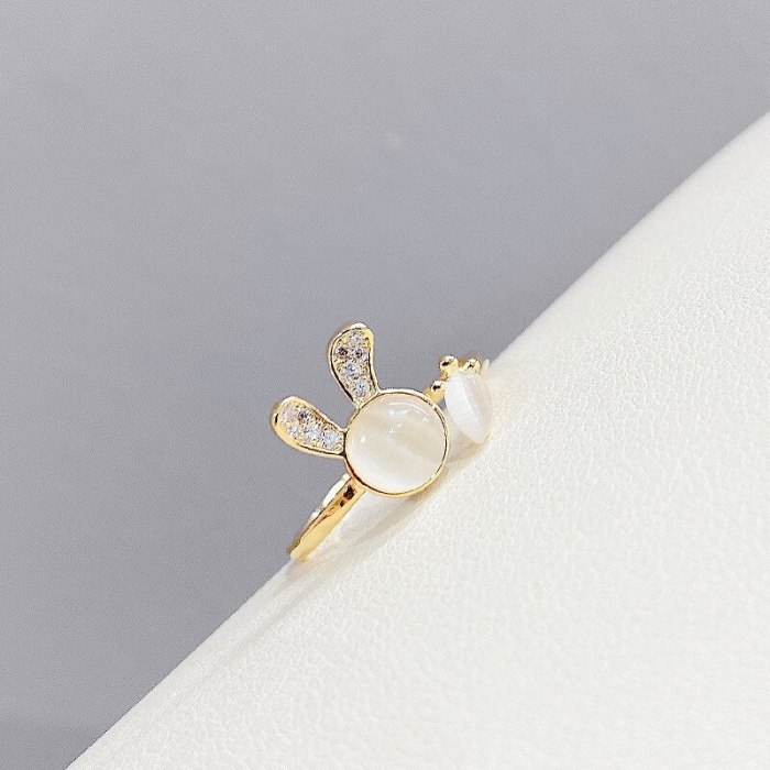 Korean Fashion Ring for Women Ins Trendy Simple Light Luxury All-Match Opal Ring Jewelry