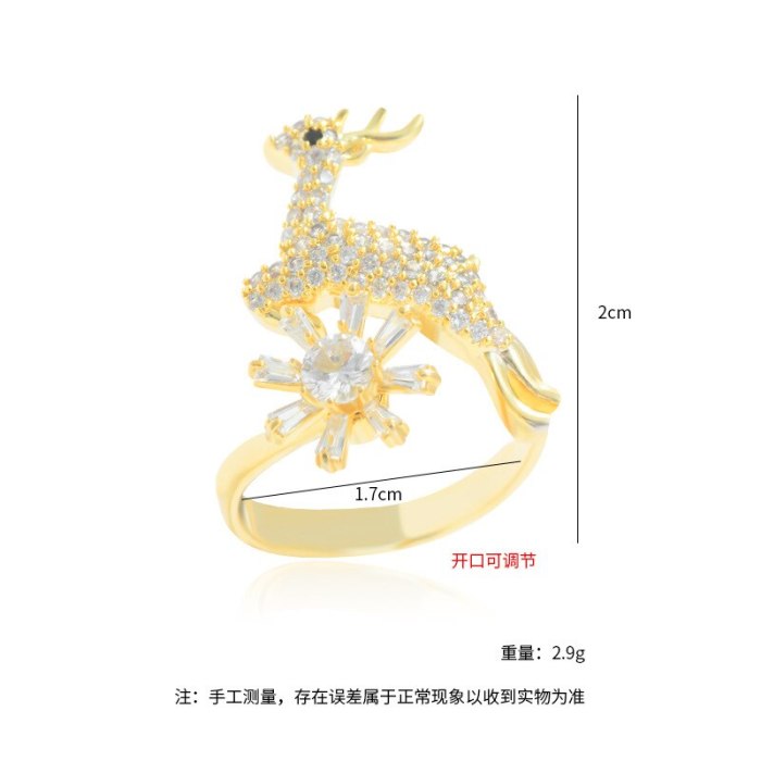 Elk Open Ring Index Finger Ring Women's Simple Antlers Ring Rotating Ring Jewelry