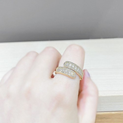 Korean-Style Micro-Inlaid Zircon Ring Simple Fashion Knotted Double-Layer Open Ring Ring