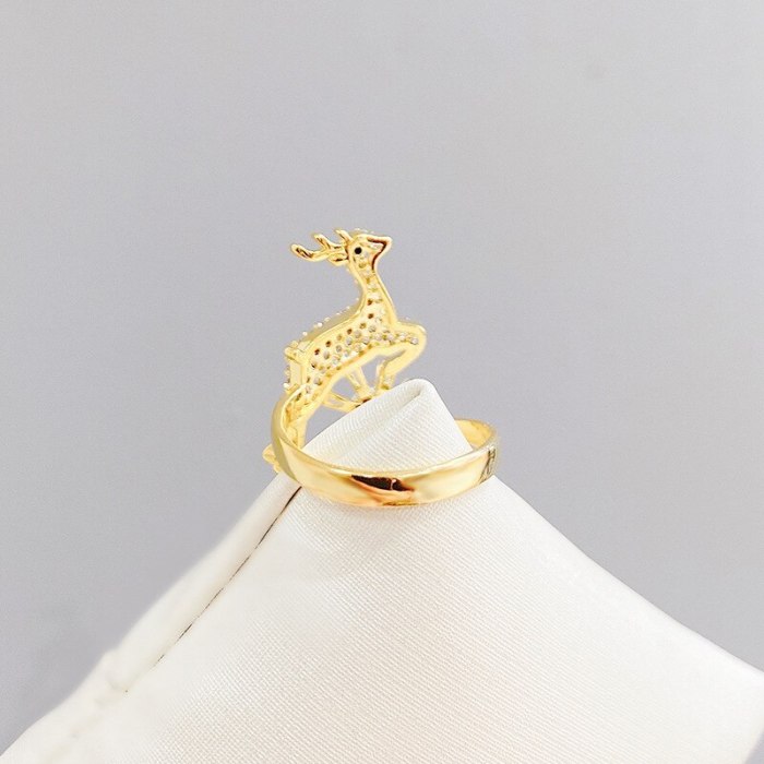 Elk Open Ring Index Finger Ring Women's Simple Antlers Ring Rotating Ring Jewelry