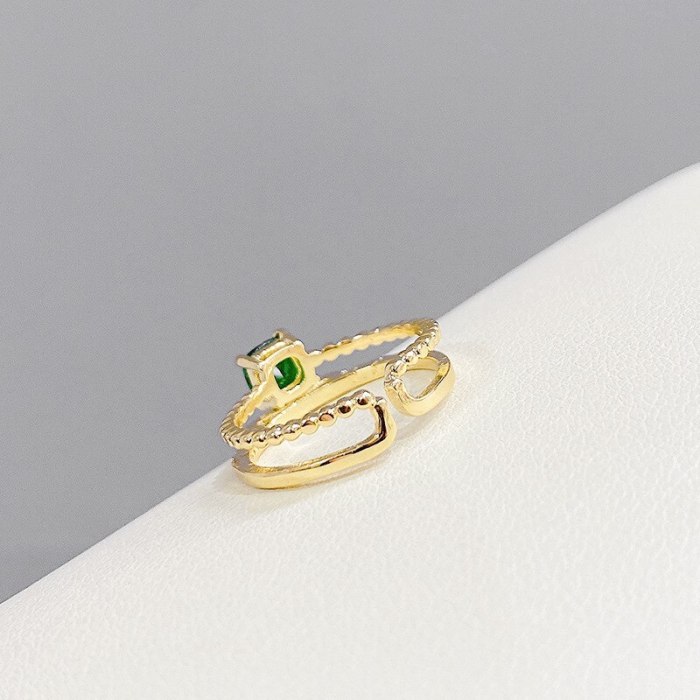 Lucky Emerald Ring Female Fashion Unique Crystal Ring Stylish Index Finger Open Ring