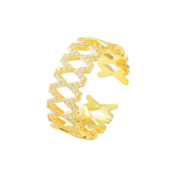 Fashion and Fully-Jewelled Twist Ring Special Interest Light Luxury Ring High-Grade Open Ring Ornament