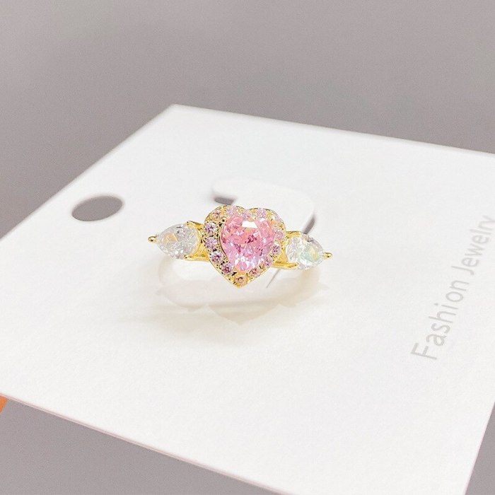 Peach Heart Affordable Luxury Fashion Ring Personalized Niche Design Open Index Finger Ring