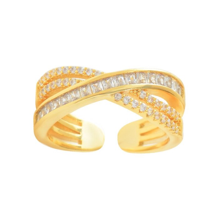 2021new Cross Full Diamond Index Finger Ring Simple Elegant Fashionable Open Adjustable Ring for Women