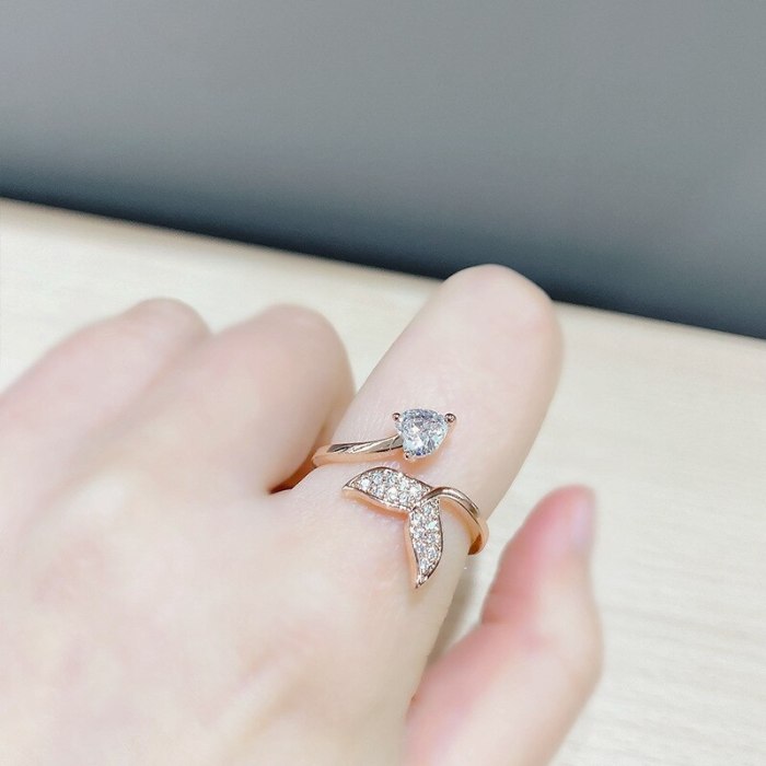 Trendy Fishtail Open Ring Female Fashion Personalized Index Finger Ring Ring Simple Circle Little Finger Ring