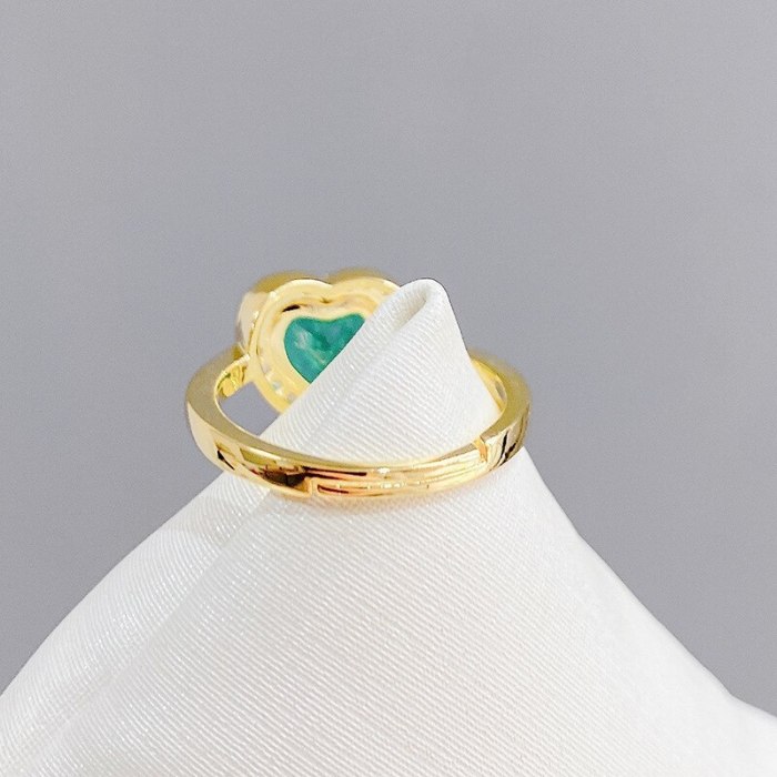 Exquisite Refined Grace Heart-Shaped Zircon Ring Peach Heart Forefinger Ring Ornament for Women