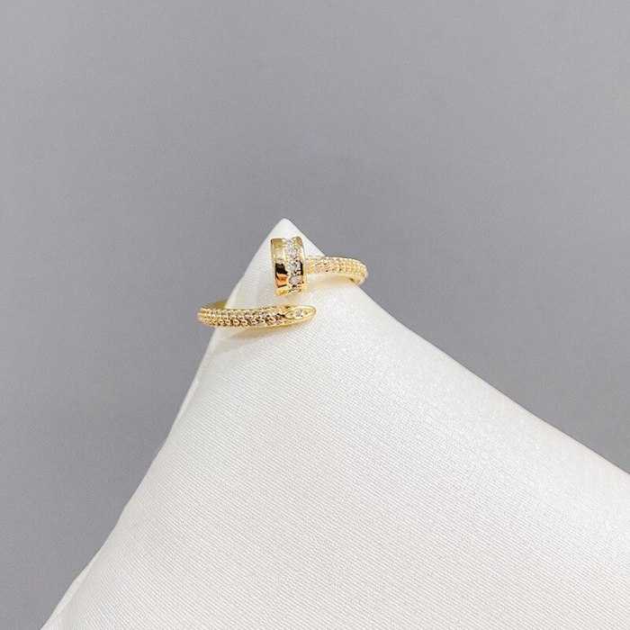 2021 Diamond-Embedded Personalized Nail Ring Cold Style Fashion Sense Index Finger with Opening Ring