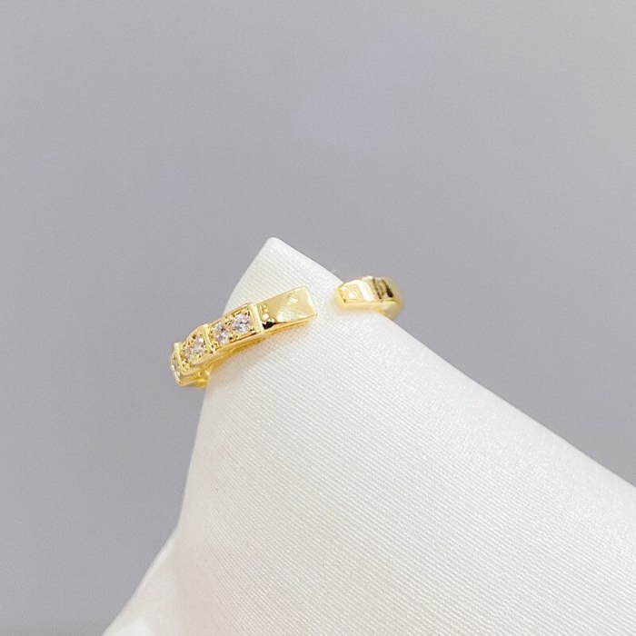 European and American Snake-Shaped Diamond-Studded Ring Copper-Plated Gold Snake Bone Creative Opening Ring