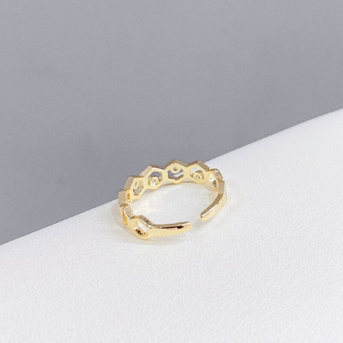 Fashion Small Fresh Geometric Micro-Inlaid Women's Ring Simple Temperament Open Ring Wholesale