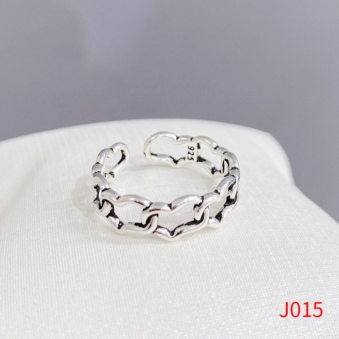 European and American Fashion Cool Silver Ring Female Smiling Face Layered Retro Punk Simple Index Finger Ring