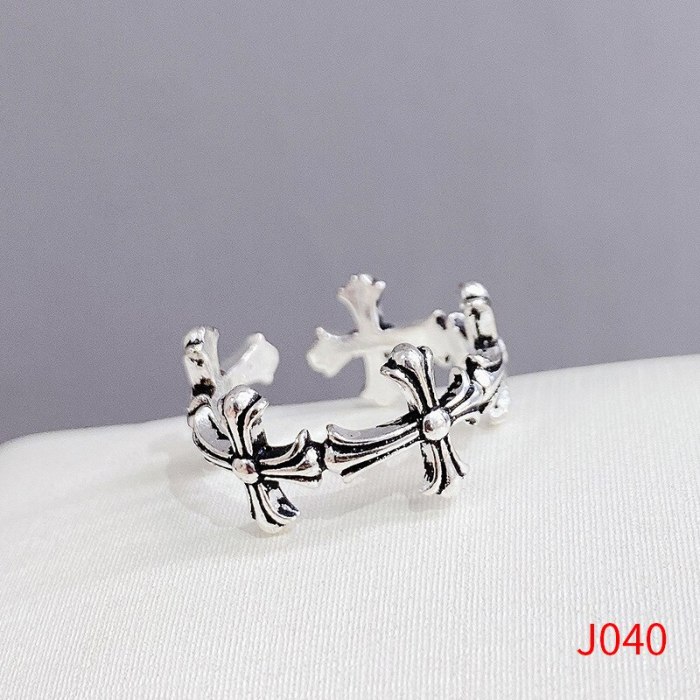 European and American Fashion Cool Silver Ring Female Smiling Face Layered Retro Punk Simple Index Finger Ring