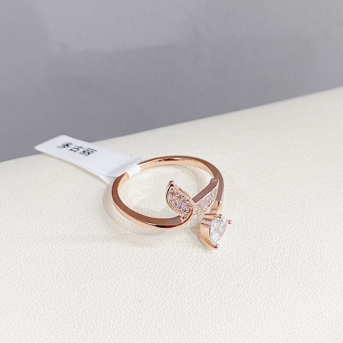 Trendy Fishtail Open Ring Female Fashion Personalized Index Finger Ring Ring Simple Circle Little Finger Ring