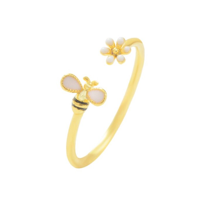 Cross-Border European and American Daisy Bee Open Ring Fashion Ring Index Finger Ring Ornament Wholesale