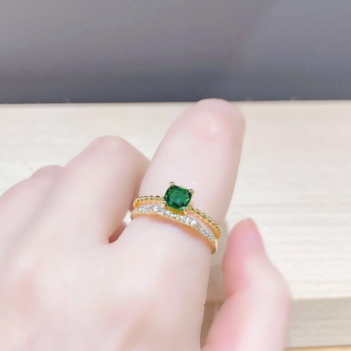 Lucky Emerald Ring Female Fashion Unique Crystal Ring Stylish Index Finger Open Ring