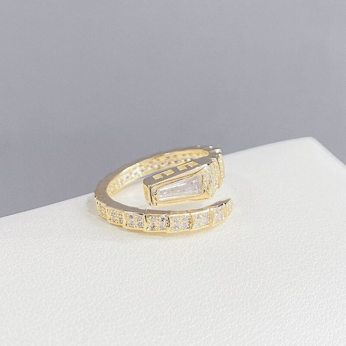 Fashion Snake Bone Ring Index Finger Elastic Opening Full Diamond Snake Ring Couple Rings Men and Women Jewelry