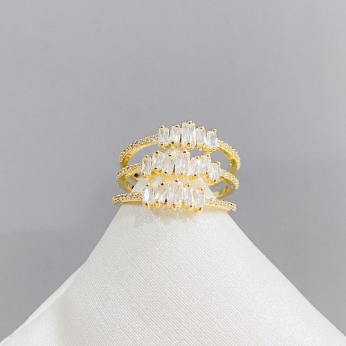 European and American High-Key Dignified Shining Diamond Zircon Index Finger Ring Simple Fashion Personality Open Ring