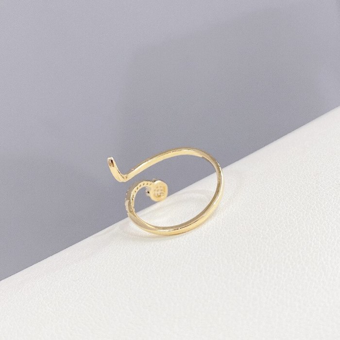 Micro-Inlaid Snake-Shaped Niche Open Design High-Grade Ring Female Personality Stylish Index Finger Decorative Ring