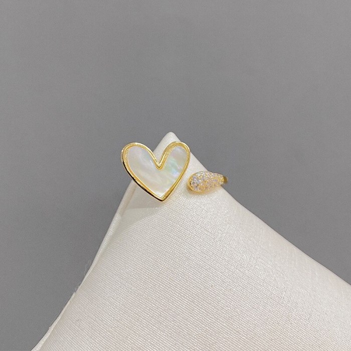 2021 New Fashion Shell Open Ring Peach Heart Ring Simple Cold Style Fashion Personality