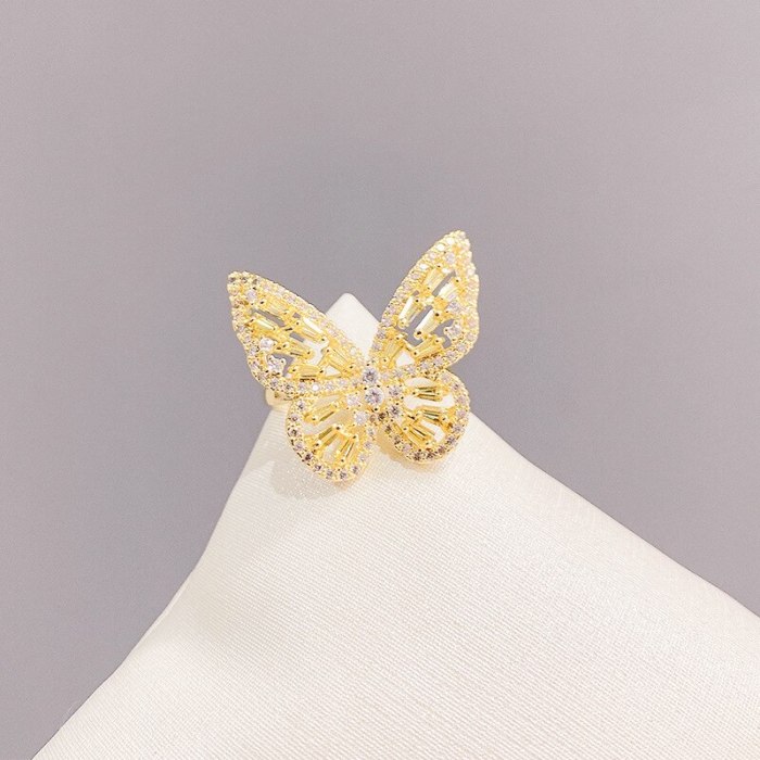Super Fairy Zircon Butterfly Opening Ring Fashion Personal Influencer Normcore Style Ring Jewelry