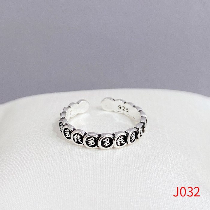 European and American Fashion Cool Silver Ring Female Smiling Face Layered Retro Punk Simple Index Finger Ring