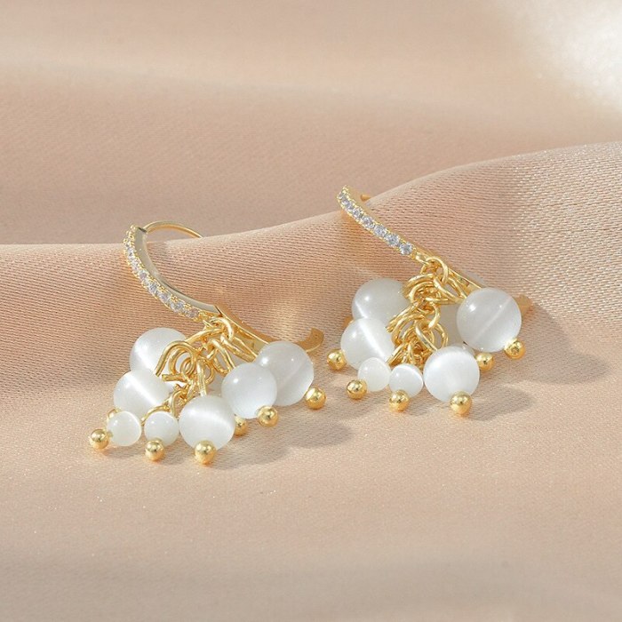 Opal Ear Clip Korean Style Fashionable Elegant Earrings Women's Simple Earrings Ins Earrings Jewelry Fashion
