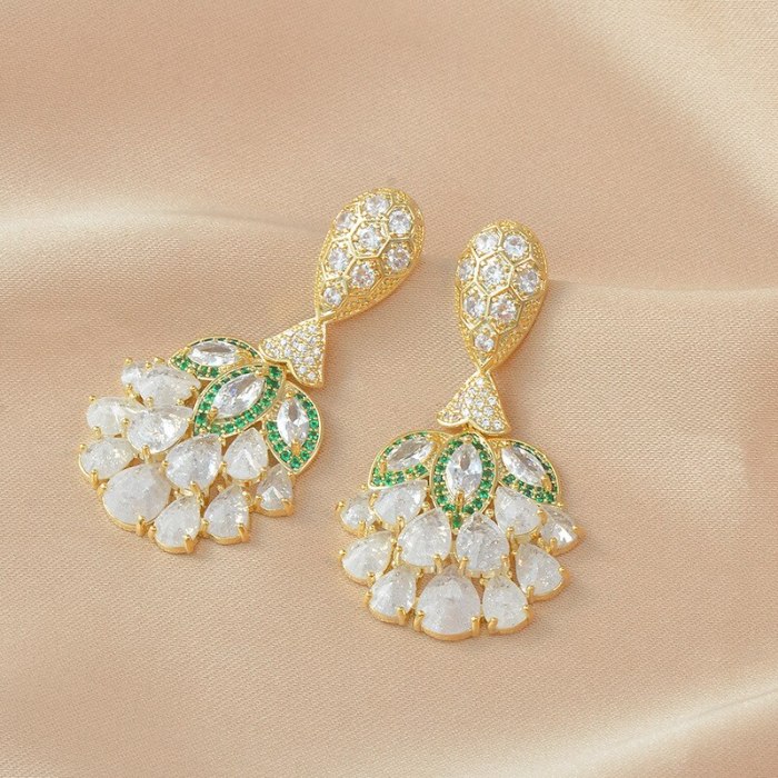 European Fashion S925 Silver Needle Color Zircon Stud Earrings Female Micro-Inlaid Full Diamond Earrings Earrings Jewelry