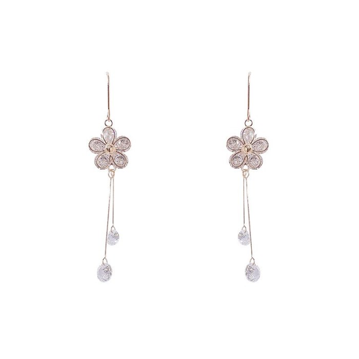 Simple Long Flower Tassel Earrings Sterling Silver Needle Female Stud Earrings Earring Ornament