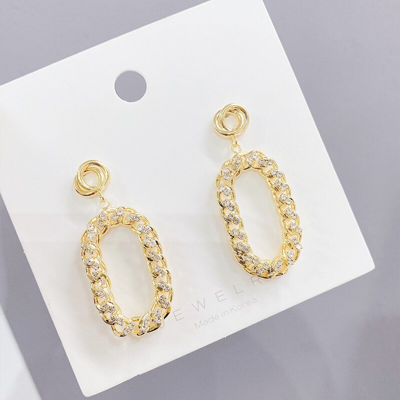 Geometric Earrings Korean Sterling Silver Needle Stud Earrings for Women Trendy Simple Elegant Internet Popular Earrings
