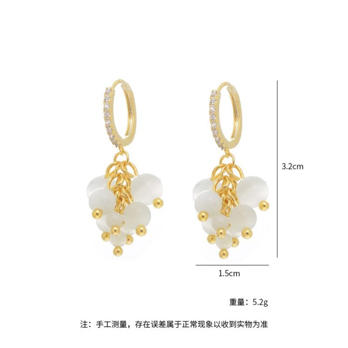 Opal Ear Clip Korean Style Fashionable Elegant Earrings Women's Simple Earrings Ins Earrings Jewelry Fashion
