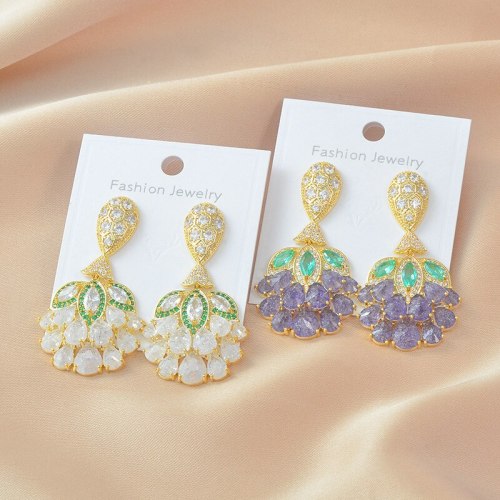 European Fashion S925 Silver Needle Color Zircon Stud Earrings Female Micro-Inlaid Full Diamond Earrings Earrings Jewelry