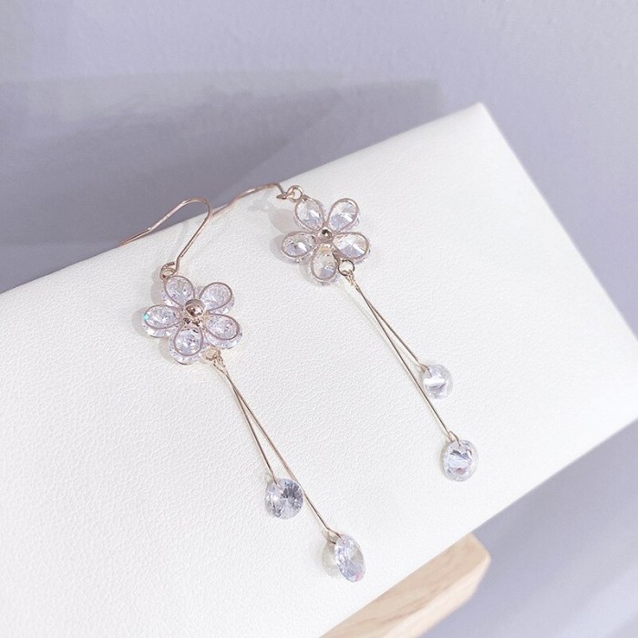 Simple Long Flower Tassel Earrings Sterling Silver Needle Female Stud Earrings Earring Ornament
