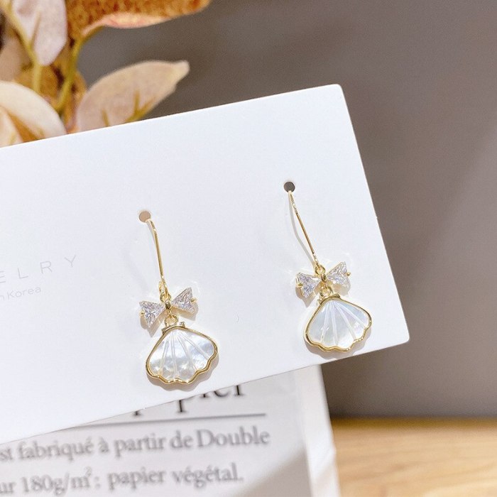 New Korean Graceful Online Influencer Bow Zircon Stud Earrings Gold Plated Sterling Silver Needle Fritillary Earrings