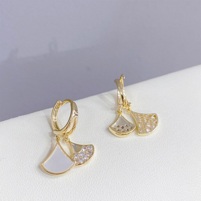 Sterling Silver Needle Shell Fan-Shaped Women's New Korean Earrings Internet Influencer Temperamental Earrings Popular Ornament
