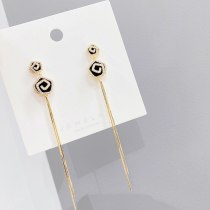 Sterling Silver Needle Korean Graceful and Fashionable Super Fairy Rose Tassel Earrings New Studs