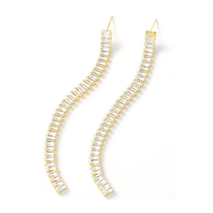 S925 Silver Needle Zircon Claw Chain Tassel Long Ear Nail Korean Exquisite Female Stud Earrings Jewelry