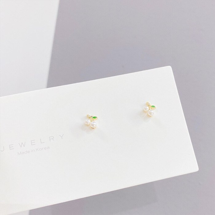 Korean Multi-Pair Set Earrings Sterling Silver Needle Temperament Earrings Three Pairs Zircon Pearl Stud Earrings